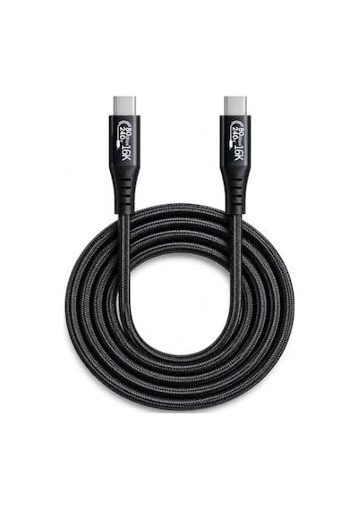 Coverzone Thunderbolt 5 Usb-c To Usb-c Kablo,ent 80gbps-120gbps Veri Transferi, Pd240w Power Delivery, 16k 60hz Video Çıkışı, E-marker Akıllı Çip, Thunderbolt 3/4/5 Uyumlu 1 Metre Zr1322 Siyah