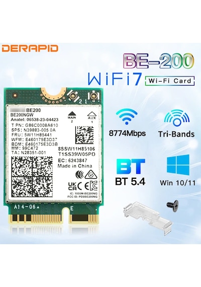 Wifi7 Be200ngw Tri-band Ngff Wifi Adaptörü Bluetooth 5.4 Be200 M.2 Pc İçin Wifi7 Be200ngw