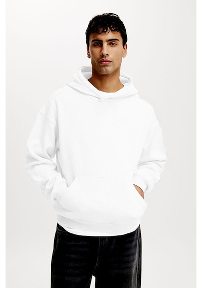 Madmext Ekru Kapüşonlu Kanguru Cep Erkek Sweatshirt E7169 Ekru