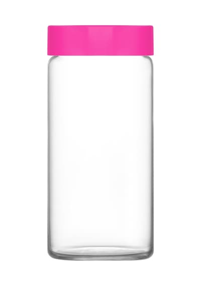 Lav Novo Cam Kavanoz 2'li Büyük Boy 1400 ml Pembe Plastik Kapaklı (Erzak Saklama Kavanozu )