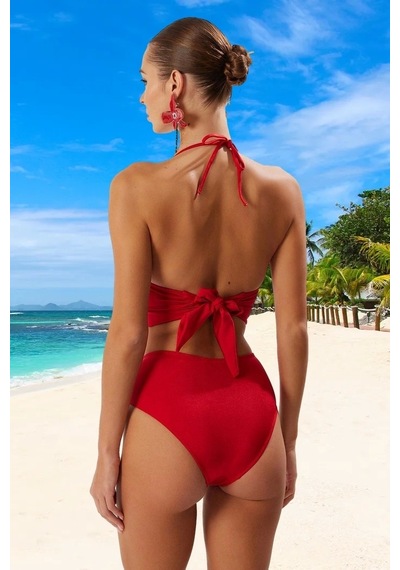Ersefa Tasarım Bikini Takımı Klora Dayanıklı Hızlı Kuruyan Şık Detaylı Ö Kırmızı