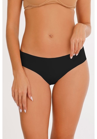 Sensu Kadın Lazer Kesim Düşük Bel Beli Lastikli Slip Külot 3'lü Paket Set Siyah Siyah