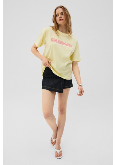 Grımelange Mochı Kadın %100 Organik Pamuklu Yuvarlak Yakalı Baskılı Sarı T-shirt Grımelange Mochı Kadın %100 Organik Pamuklu Yuvarlak Yakalı Baskılı Sarı T-shirt