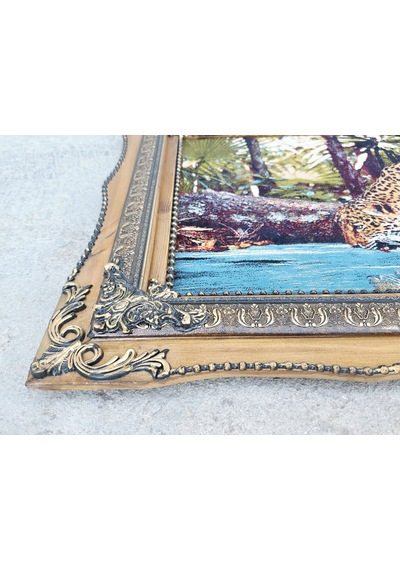 Yabanın Gölgesinde Temalı İran Tebriz Halı Tablo 120x70cm - Duvar Halı Kilim Tablo