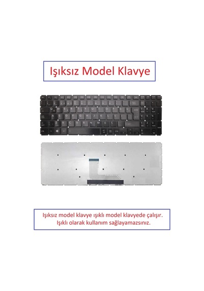 Siyah-ışıksız, Notebook Klavye - Toshiba Satellite L50-c-16n, L50-c-16p Muadili İle Uyumlu