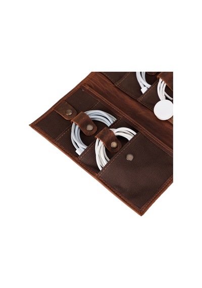 Bloominbag Torino Tech Roll Saddle Cognac Hakiki Deri Kablo & Şarj Düzenleyici Kahverengi