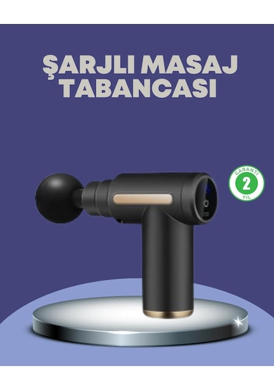 Sporcu Kas Masaj Tabancası 6 Kademe Güçlü Titreşim 4 Başlık Şarjlı Masaj Aleti Açık Lacivert