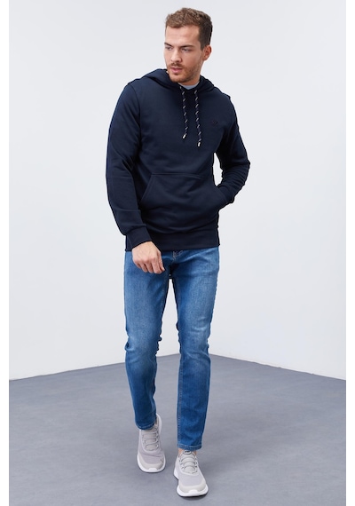 Tommy Life Lacivert Kanguru Cep Standart Kalıp Kapüşonlu Erkek Sweatshirt - 87872 Lacivert