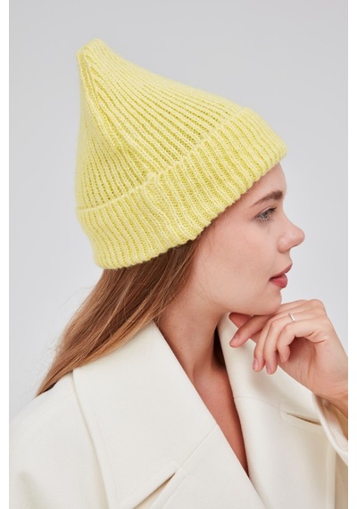 Derikem Basic Şık Standart Lüks Unisex Tiftik Bere Limon Sarısı