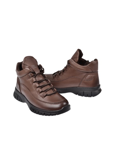 New Diamond Hakiki Deri Comfort Kısa Kadın Bot Nd-25604 Kahve