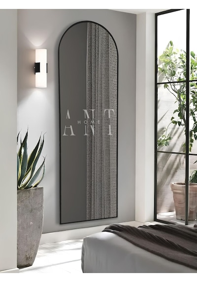 Dekoratif Ayna Oval Boy Ayna Duvar Aynası 180x60 Cm 180 X 60 Siyah Antno25s Siyah