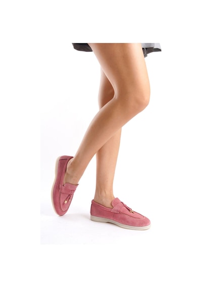 Mubiano Hakiki Deri Collection Kadın Süet Loafer & Babet Mercan -mckry1410-mrc Mercan