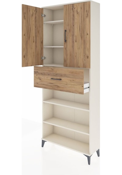 Arges Dolap 5 Raflı Tek Çekmeceli 2 Kapaklı 88x30x221 Aytaşı-çam Aytaşı