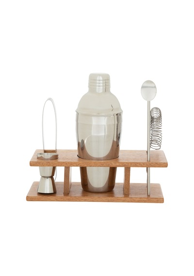 Mudo Home Natural Ahşap Standlı İçki Seti 6'lı