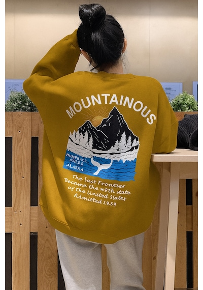 Mountainous Baskılı Sweatshirt Sari
