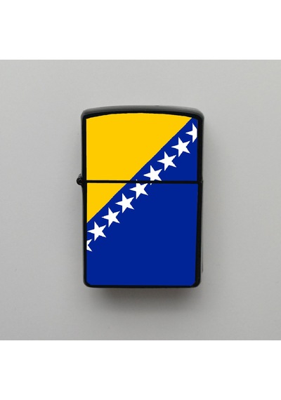 Bosna-hersek Klasik Ülke Bayraklı - Benzinli Siyah Çakmak - Hediyelik Siyah