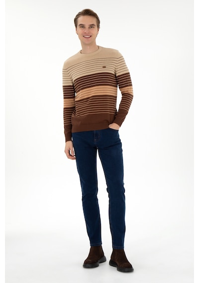 U.S. Polo Assn. Erkek Slim Fit Bisiklet Yaka Kahverengi Kazak 50297071-VR029