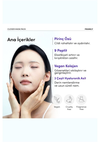 Frankly Pirinç Özü Peptit Ve Kolajen İçeren Gözenek Sıkılaştırıcı Kağıt Maske 22 ML