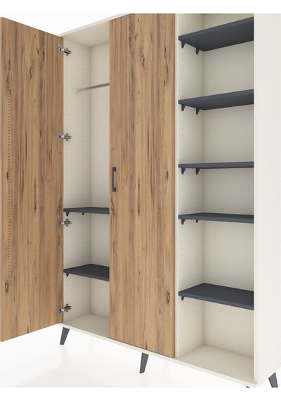 Arges Dolap 7 Raflı 2 Kapaklı Tek Askılı 132x30x195 Aytaşı-çam/antrasit Atlas Çam/antrasıt Arges Dolap 7 Raflı 2 Kapaklı Tek Askılı 132x30x195 Aytaşı-çam/antrasit Atlas Çam/antrasıt