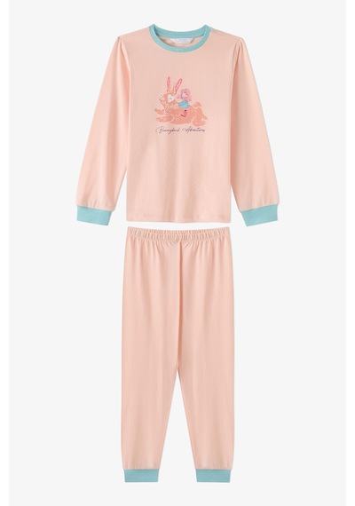 Penti Kız Çocuk Mint Bunny Ride Pamuklu Uzun Kollu 2li Pijama Takımı