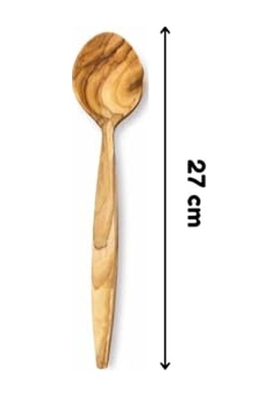 Doğal Zeytin Ağacı, El Yapımı Servis Kaşığı, 27 Cm, Ahşap, Kahverengi, Bpa Free, 1 Adet