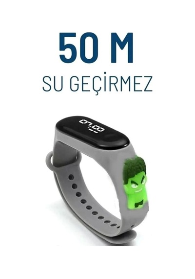 Dijital Dokunmatik Su Geçirmez Led Ekran Figürlü Çocuk Kol Saati Gri - 624269498