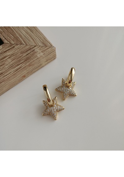 Lente Aksesuar Xuping 14k Altın Kaplama Zirkon Taşlı Yıldız Küpe