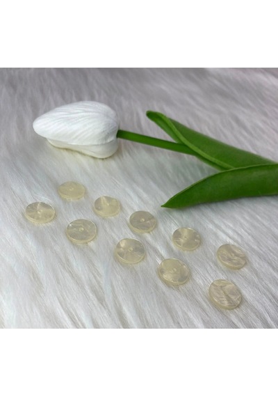 Yuvarlak Model 2 Delikli Krem Rengi Düğme 20boy 13mm-20 Adet