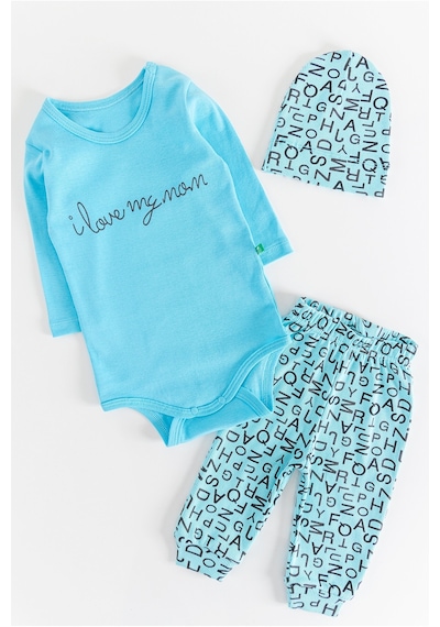 Baby I Love Mom Harf Desenli Üç Parça Erkek Bebek Takım 001