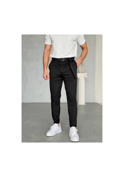 Genel Markalar Erkek Siyah Jogger Pantolon Regular Fit Düz Paça Cepli Günlük Rahat Kesim