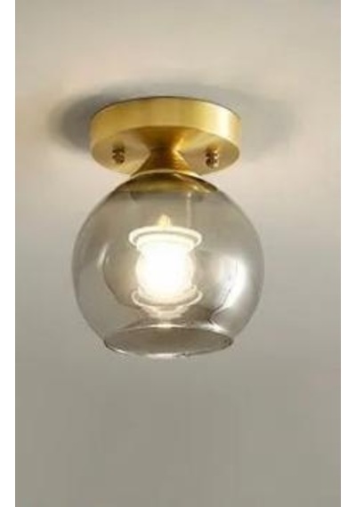 Rsylight Rustik Dekoratif Metal Modern Eskitme Opal Füme Camlı Tekli Avize Siyah