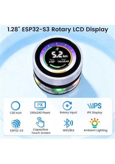 Crowpanel 1.28 İnç Hmı Rotary Esp32 Yuvarlak Ekran