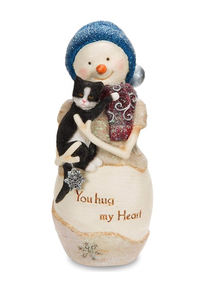 Birchhearts Hug My Heart Kardan Adam Figürü, Kedi, 12,7 Cm Beyaz