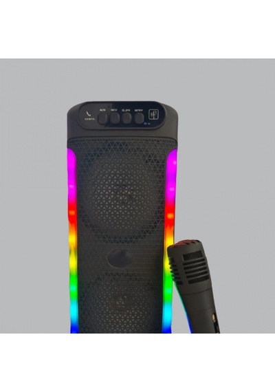 Rgb Işıklı Çift Hoparlörlü Taşınabilir Bluetooth Karaoke Speaker Ve Mikrofon
