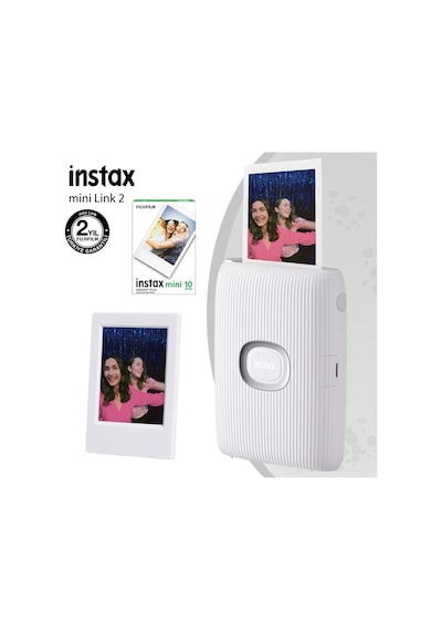 Fujifilm Instax Mini Link 2 Akıllı Telefon Yazıcısı + 10'lu Mini Film + Çerçeve  Beyaz