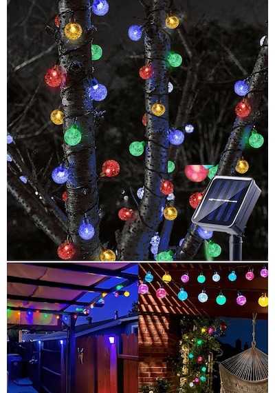 Technosmart 100 Ledli 8 Modlu Solar Kristal Top Rgb Işık Bahçe Aydınlatma Dekorasyon Güneş Enerji