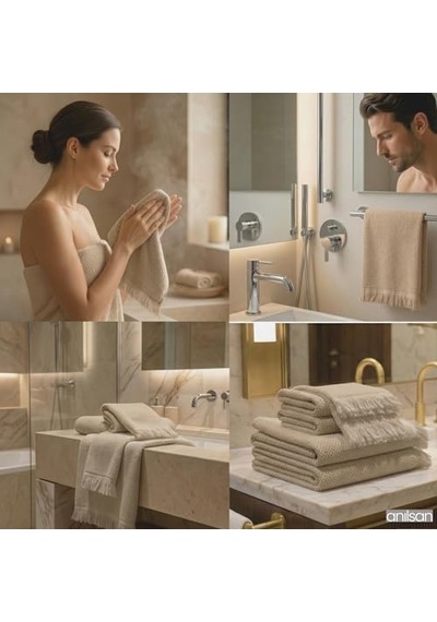 Anilsan 6'li Jelena El Havlusu Seti 50x90 Cm - Yuzde 100 Pamuk Puskullu Havlu, Yumusak Ve Emici, Otel Spa Banyo Mutfak Icin, Oeko-tex Sertifikali, Turkiye Uretimi Açik Gri
