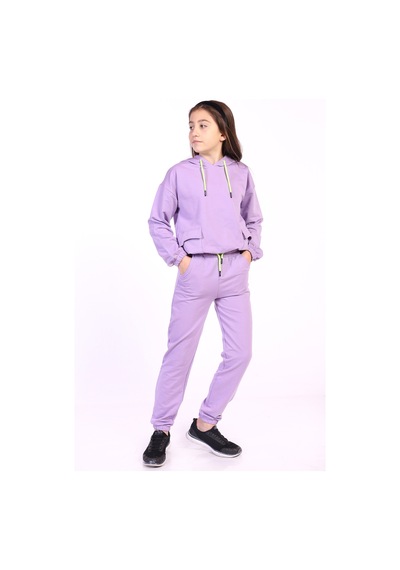 Toontoy Kids Toontoy Kız Çocuk Cepli Armalı Eşofman Takım Lila