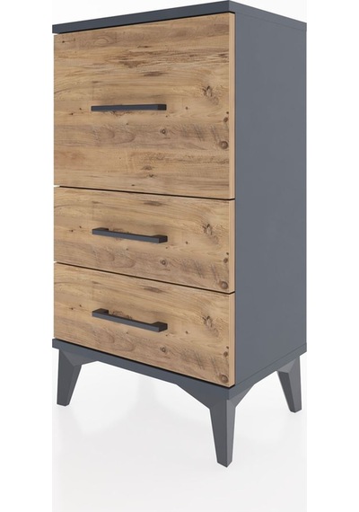 Arges Komodin 3 Çekmeceli 44x30x80 Antrasit-çam Antrasit
