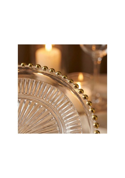 2'li Set Gold İncili Şeffaf Supla 30 Cm Kırılmaz Polikarbon Sunum Tabağı Şeffaf Altın - 806441386 Şeffaf Altın