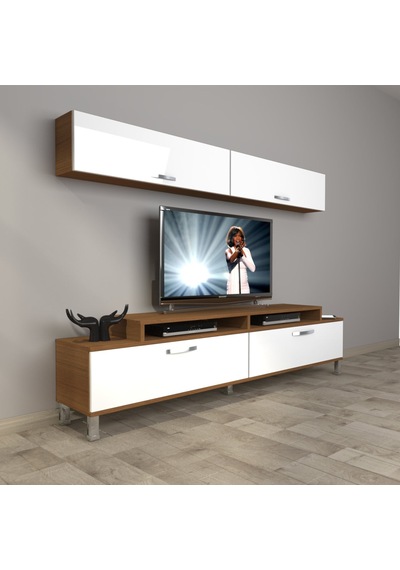 Decoraktiv Ekoflex 5 Slm Krom Ayaklı Tv Ünitesi Tv Sehpası - Ceviz Beyaz Ahşap - Beyaz Decoraktiv Ekoflex 5 Slm Krom Ayaklı Tv Ünitesi Tv Sehpası - Ceviz Beyaz Ahşap - Beyaz