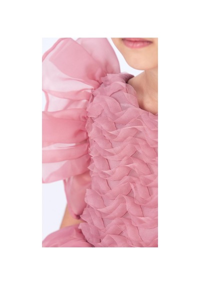 Mnk Baby & Kids Maronia Kız Çocuk Prenses Model Abiye Elbise - Pembe M00746 Koyu Pembe