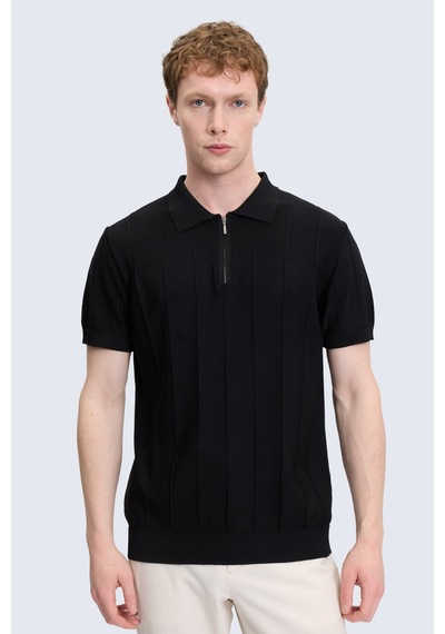 Hatemoğlu Siyah Regular Fit Polo Yaka Rayon Tişört