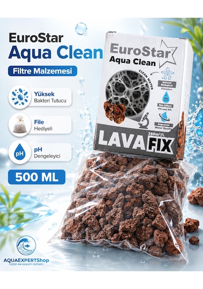 Eurostar Aqua Clean - Akvaryum Filtre Malzemesi - Yükse Bakteri Tutucu - File Hediyeli - Ph Dengeleyici - 500 Ml