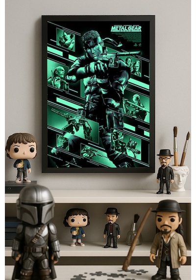 Metal Gear Solid Siyah Ahşap Çerçeveli Poster, Dekoratif Oyun Duvar Tablosu
