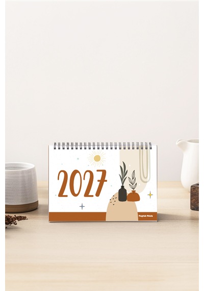 Retro Tasarımlı Spiralli Ayaklı Yeni Yıl 2026 Masa Takvimi Pytktkvm26r Boho