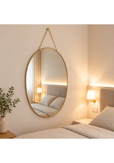 İbico Dekoratif Duvar Aynası Gold Çerçeveli İp Askılı 24x40cm- 18'li Paket