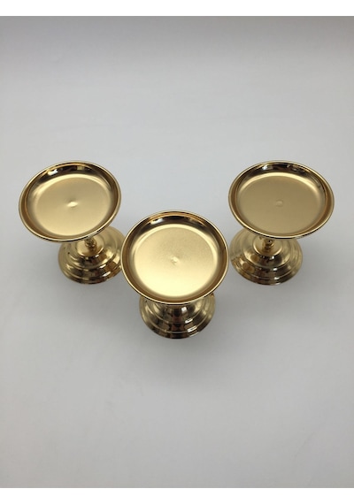 3'lü Atlı Gold Lokumluk, Çay Ve Kahve Yanı Sunumluk, Metal Şekerl