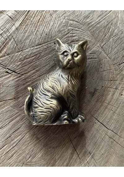 Küçük Kedi Taktak Antik Sarı Pirinç Kapı Tak Tak Kapı Tokmagı