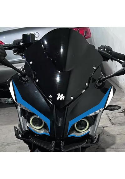 Bajaj Rs200 6'lı Ön Kafa Sticker Etiket Modeli Çift Renk Mavi Beyaz Set
